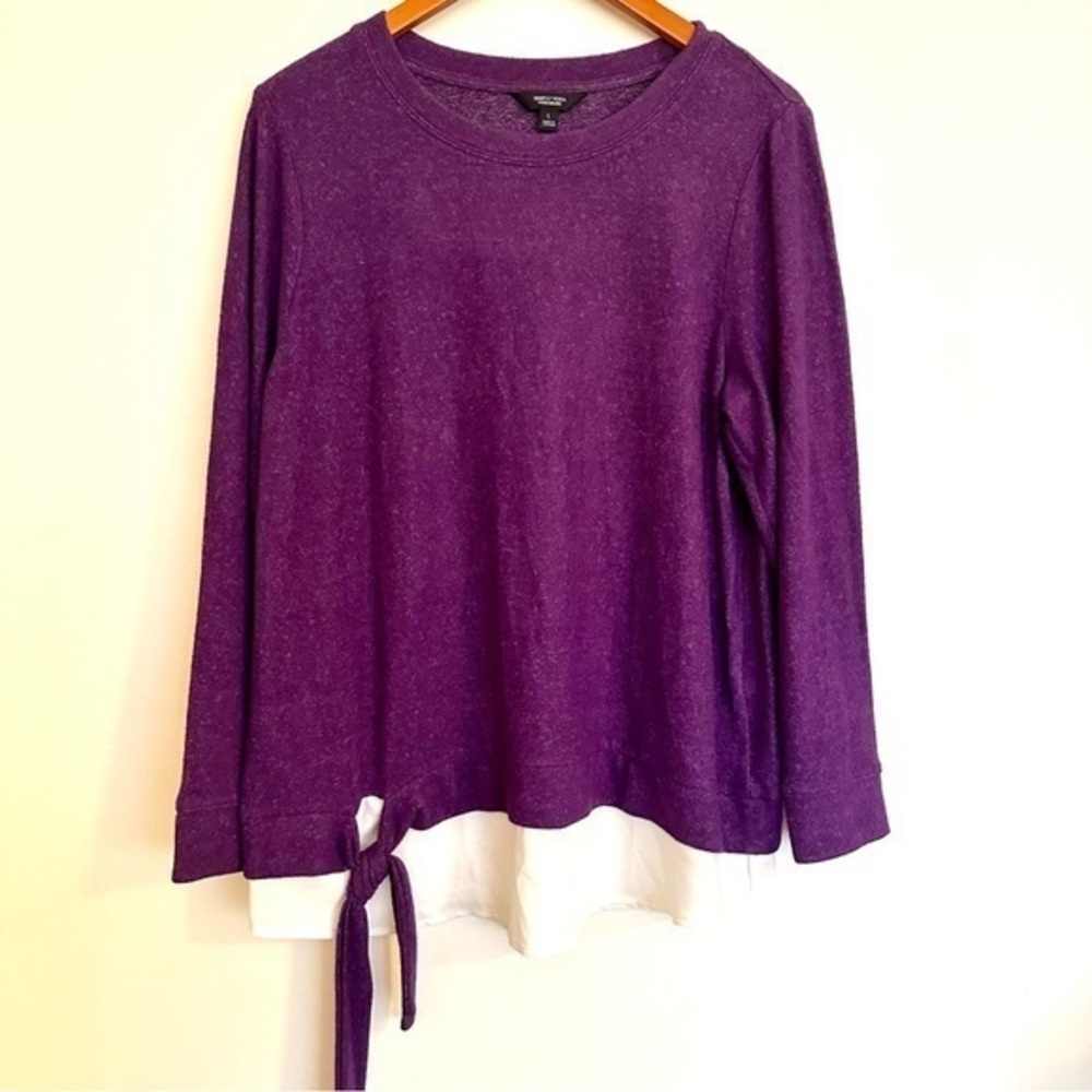 Simply Vera Vera Wang Purple Sweater Faux White Shirt Underneath Size Large